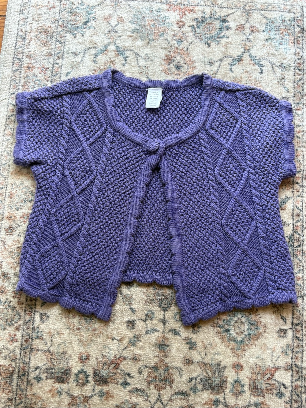 Macy’s 24M Purple Knit Short Cardigan Sweater Little Girls